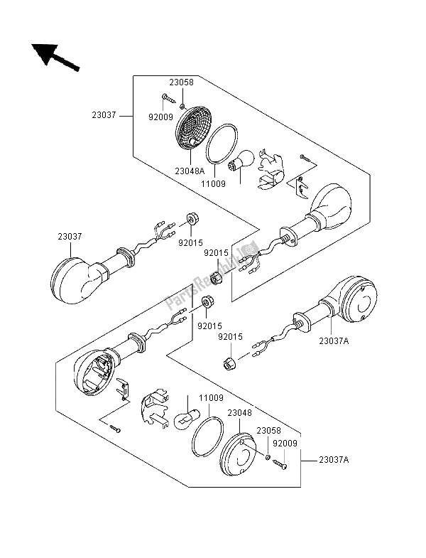 Tutte le parti per il Indicatori Di Direzione del Kawasaki EL 252 1997