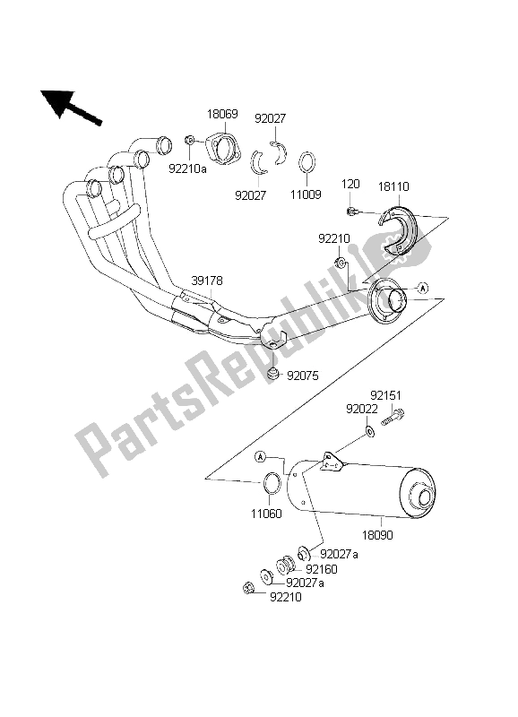 Todas as partes de Silencioso do Kawasaki ZR 7S 750 2001