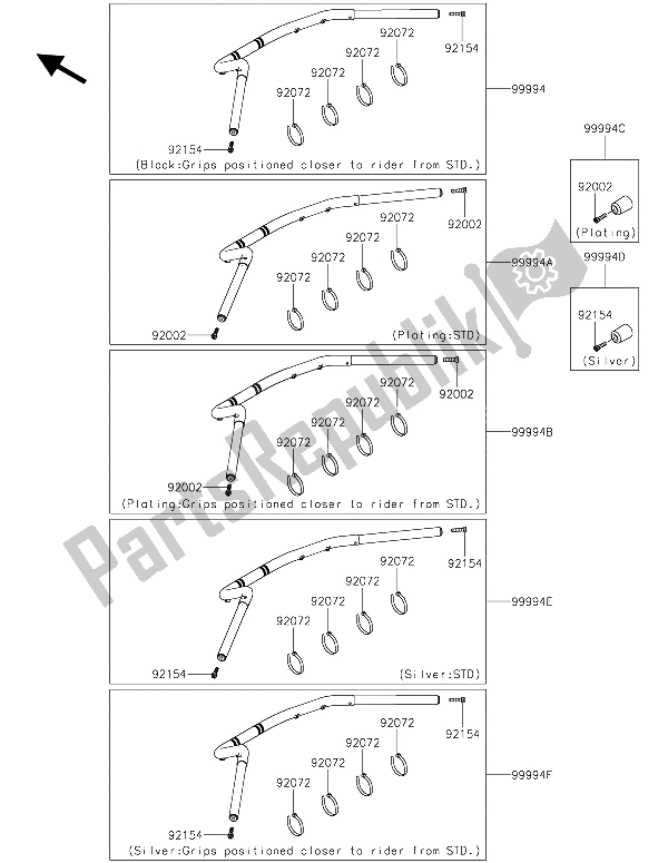 Todas as partes de Acessório (guiador) do Kawasaki Vulcan S ABS 650 2015