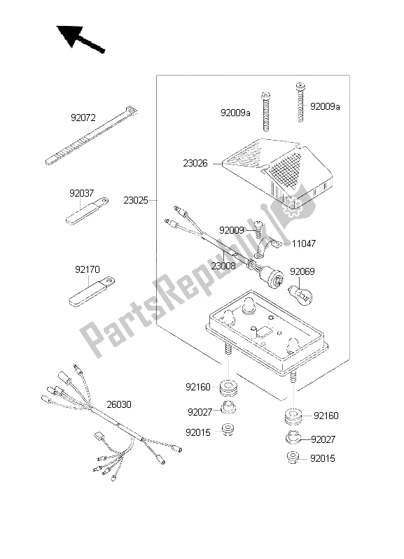 All parts for the Taillight of the Kawasaki KDX 200 2001