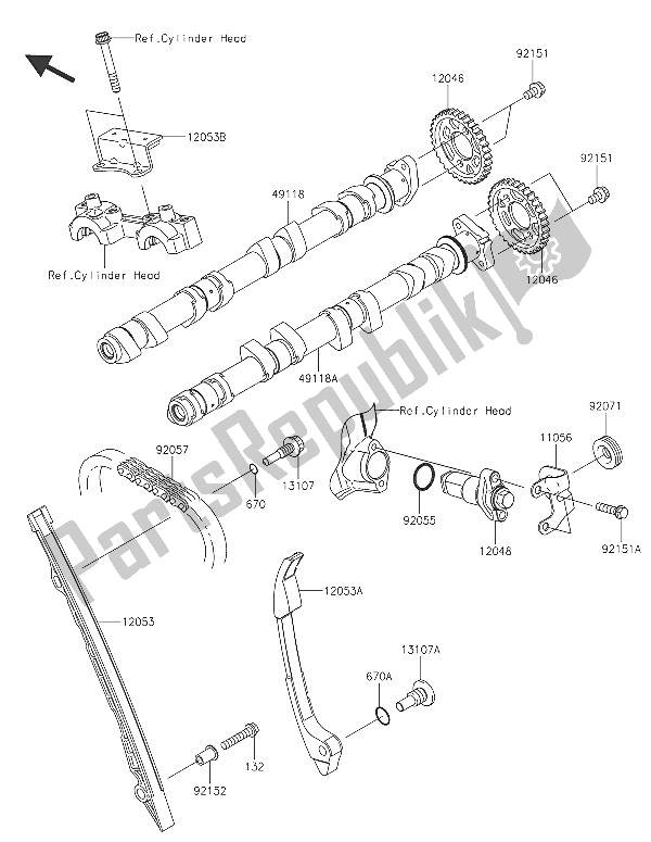 All parts for the Camshaft(s) & Tensioner of the Kawasaki Z 1000 SX ABS 2016