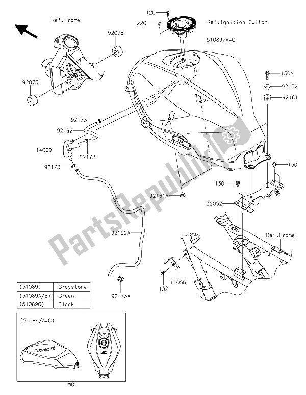 All parts for the Fuel Tank of the Kawasaki Z 300 ABS 2015