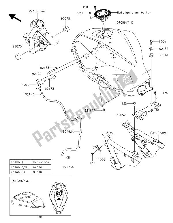 Toutes les pièces pour le Réservoir D'essence du Kawasaki Z 300 ABS 2015