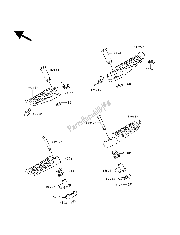 All parts for the Footrests of the Kawasaki ZZ R 600 1994