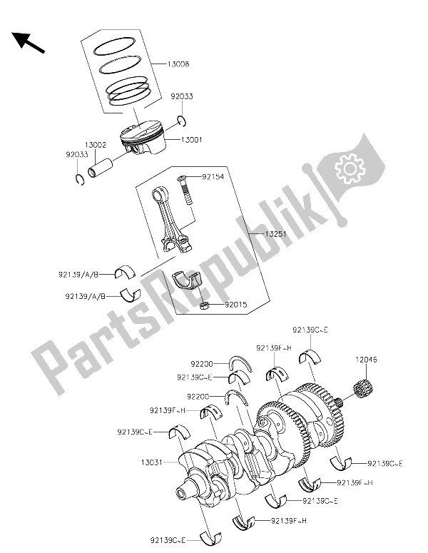 All parts for the Crankshaft & Piston(s) of the Kawasaki Ninja H2R 1000 2015