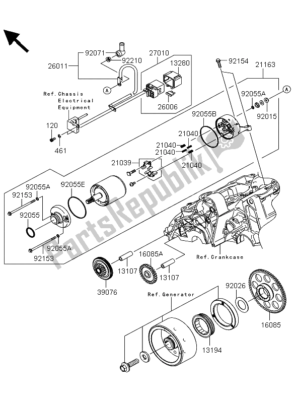All parts for the Starter Motor of the Kawasaki Versys ABS 650 2013