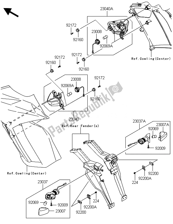 Todas las partes para Señales De Giro de Kawasaki ZX 1000 SX 2014