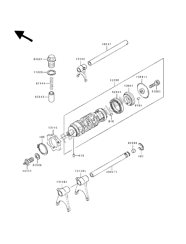 Toutes les pièces pour le Tambour De Changement De Vitesse Et Fourche (s) De Changement De Vitesse du Kawasaki EL 250D 1991