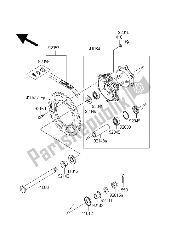 Todas las partes para Buje Trasero de Kawasaki KX 125 1995