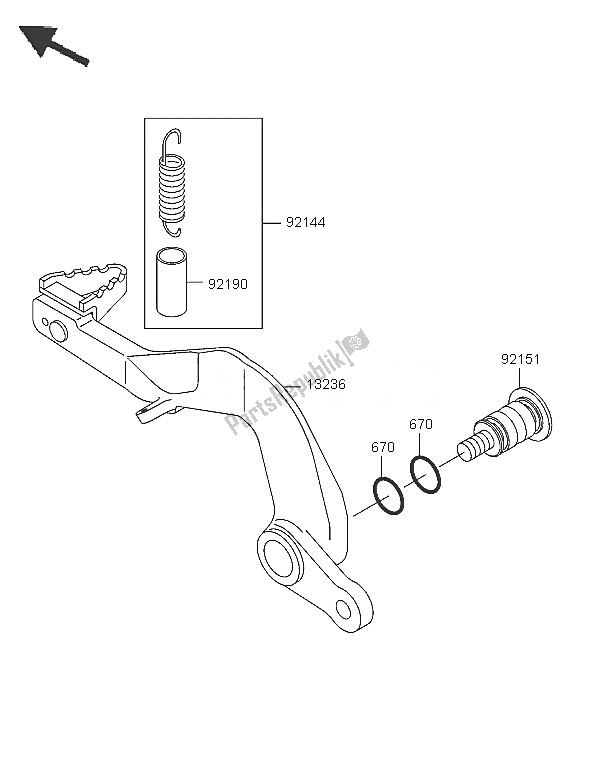 All parts for the Brake Pedal of the Kawasaki KX 85 SW LW 2005