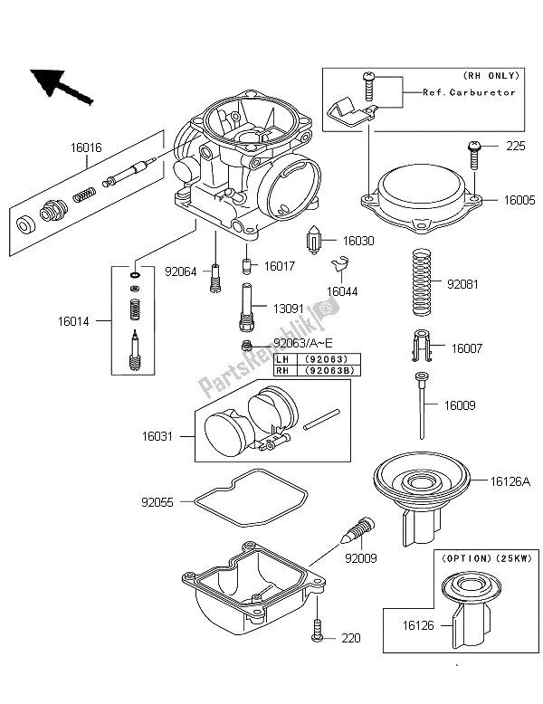 Tutte le parti per il Parti Del Carburatore del Kawasaki KLE 500 2006