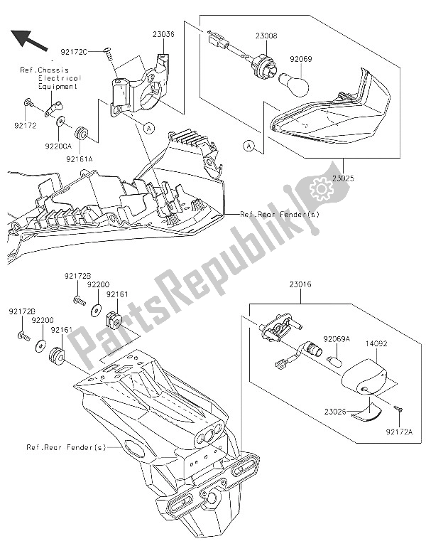 All parts for the Taillight(s) of the Kawasaki Ninja 300 2016