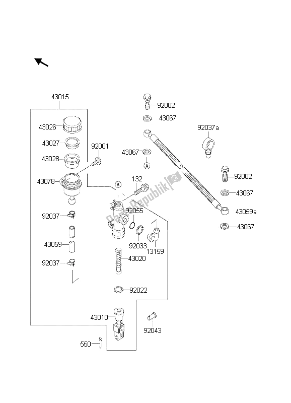 All parts for the Rear Master Cylinder of the Kawasaki KLE 500 2002