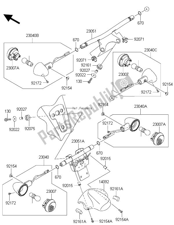 All parts for the Turn Signals of the Kawasaki Vulcan 1700 Nomad ABS 2015