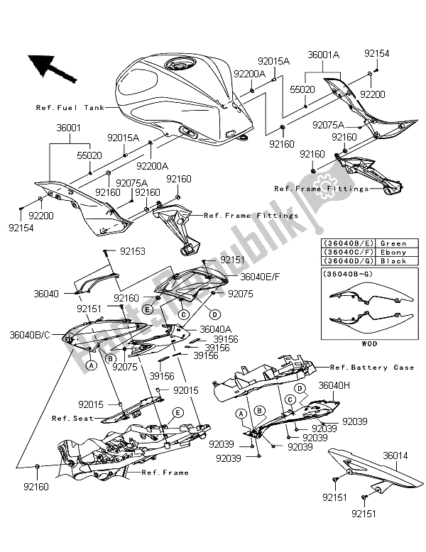 Todas las partes para Cubiertas Laterales Y Cubierta De Cadena de Kawasaki Z 750R 2011