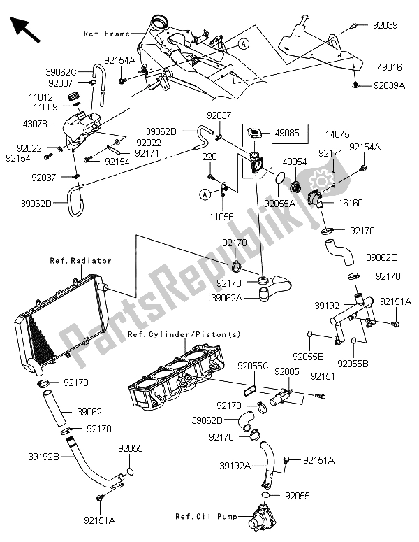 Toutes les pièces pour le Conduite D'eau du Kawasaki Z 800 ADS 2013