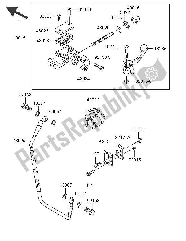 Tutte le parti per il Pompa Freno Anteriore del Kawasaki KX 125 2005