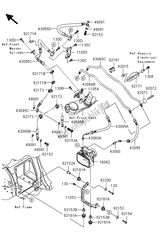 All parts for the Brake Piping of the Kawasaki ZZR 1400 ABS 2013