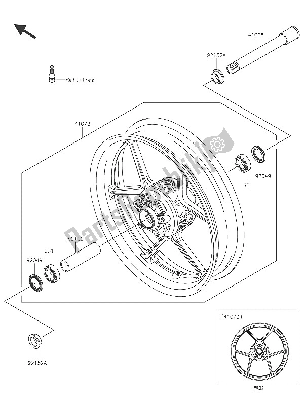 Wszystkie części do Piasta Przednia Kawasaki Ninja ZX 6R ABS 600 2016