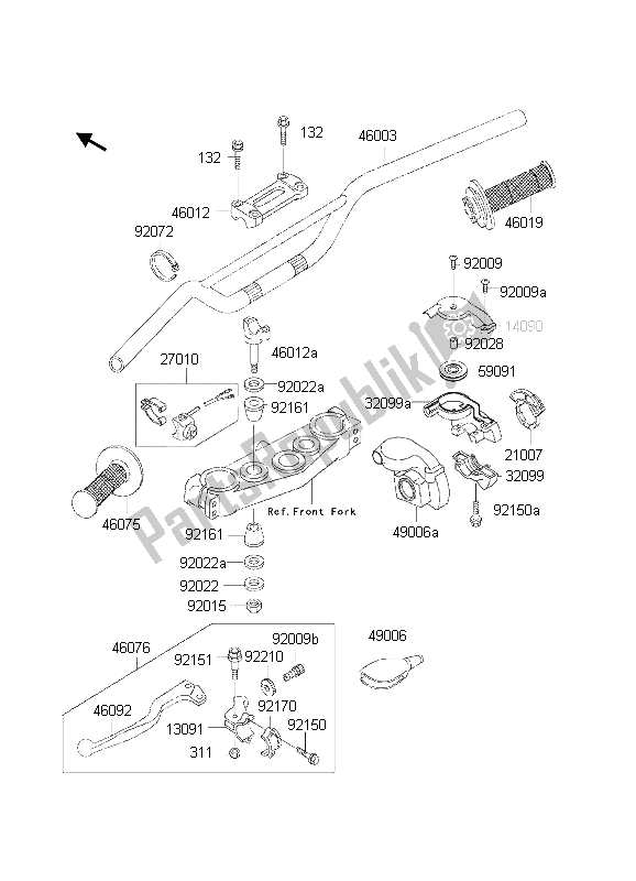 All parts for the Handlebar of the Kawasaki KX 250 2002