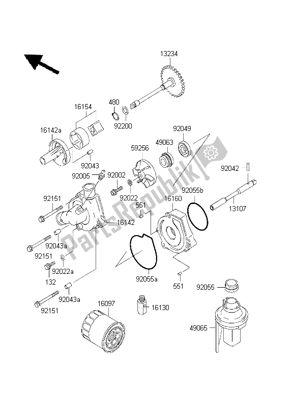 Alle onderdelen voor de Oliepomp van de Kawasaki Ninja ZX 6R 600 2001