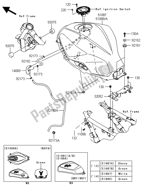 Todas las partes para Depósito De Combustible de Kawasaki Ninja 300 ABS 2014