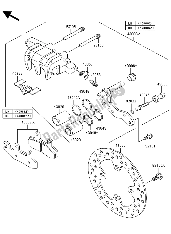 All parts for the Front Brake of the Kawasaki KVF 750 4X4 2008