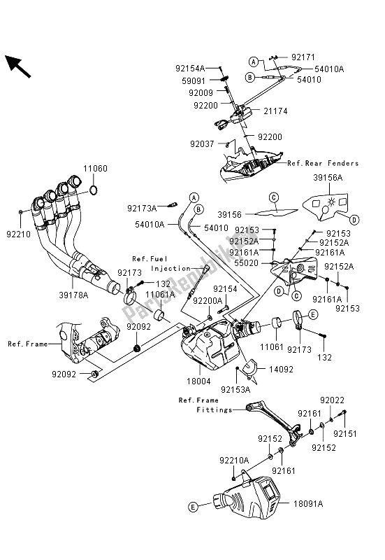 All parts for the Muffler(s) of the Kawasaki Ninja ZX 10R 1000 2013