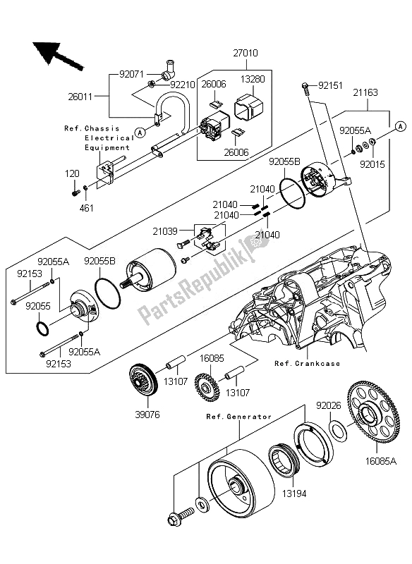 All parts for the Starter Motor of the Kawasaki ER 6N 650 2011