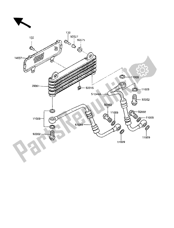 All parts for the Oil Cooler of the Kawasaki GPZ 600R 1989