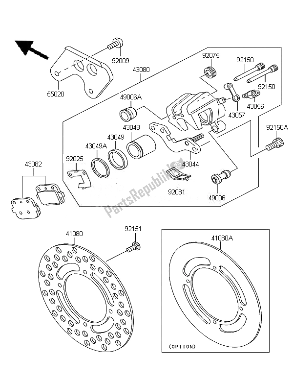 All parts for the Rear Brake of the Kawasaki KX 85 SW LW 2007