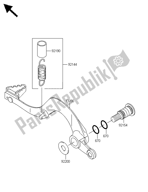 All parts for the Brake Pedal of the Kawasaki KLX 450 2013