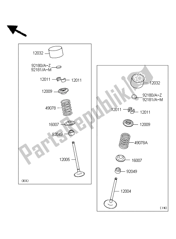 Todas as partes de Válvula do Kawasaki Ninja ZX 10R 1000 2009