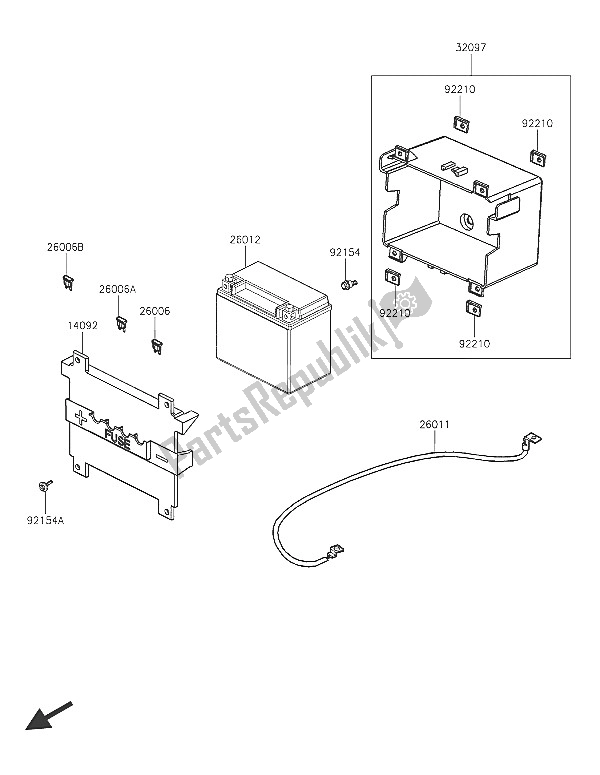 Todas as partes de Bateria do Kawasaki J 125 ABS 2016