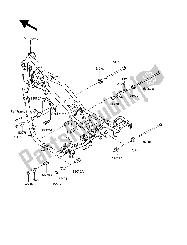 All parts for the Frame Fitting of the Kawasaki VN 750 Twin 1993