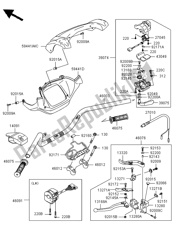 All parts for the Handlebar of the Kawasaki KVF 750 4X4 2010