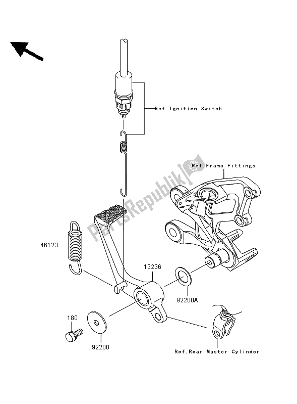 All parts for the Brake Pedal of the Kawasaki ZZR 1400 2006