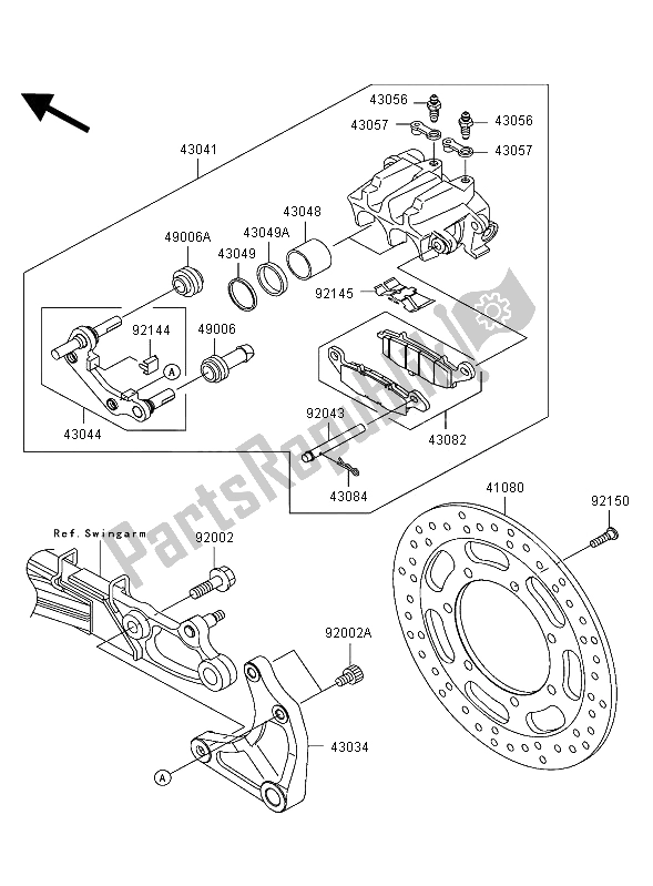 All parts for the Rear Brake of the Kawasaki VN 1500 Mean Streak 2002