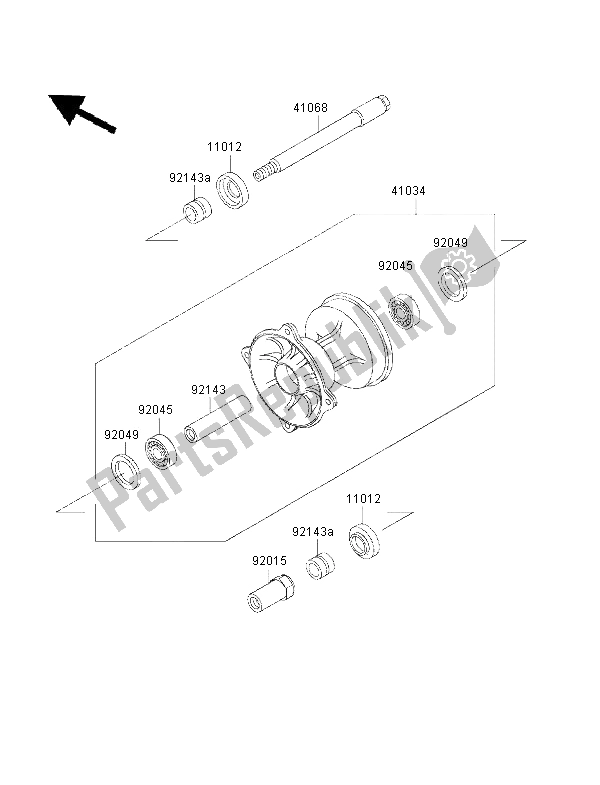 Todas as partes de Cubo Dianteiro do Kawasaki KX 500 2001