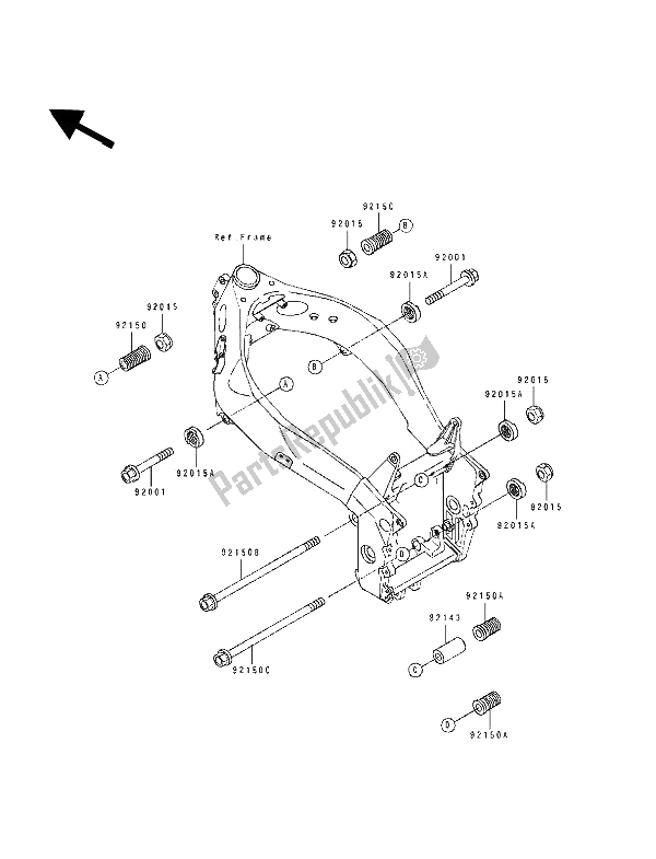 All parts for the Frame Fittings of the Kawasaki ZXR 750 1993