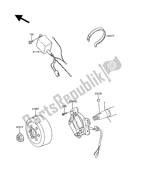 Toutes les pièces pour le Générateur du Kawasaki KX 60 1988