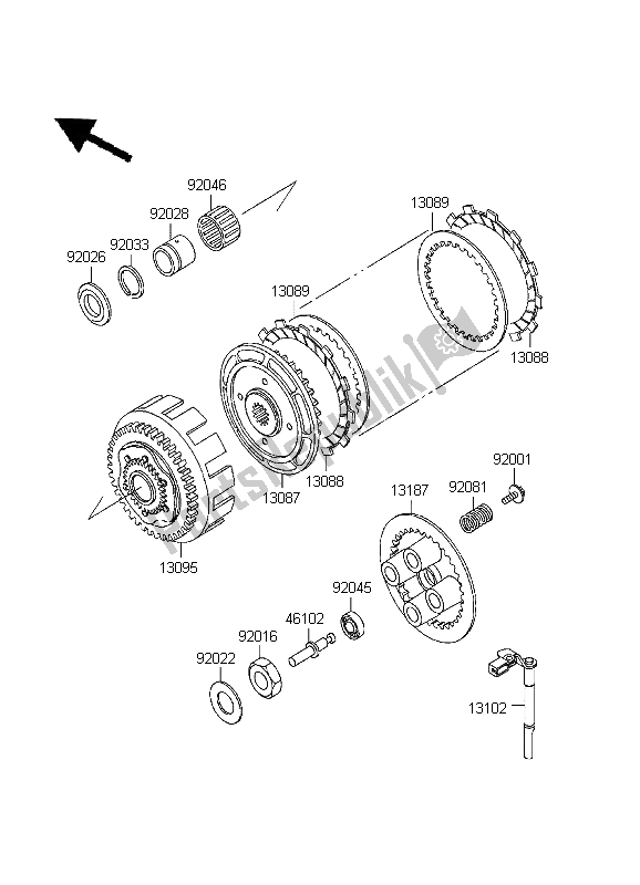 All parts for the Clutch of the Kawasaki EL 252 1999