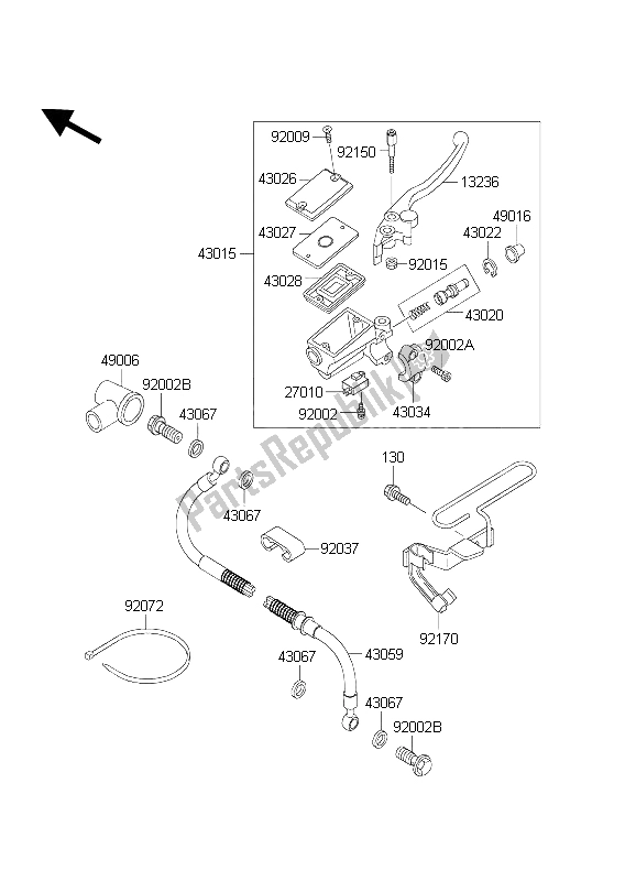 Tutte le parti per il Pompa Freno Anteriore del Kawasaki KLE 500 2003