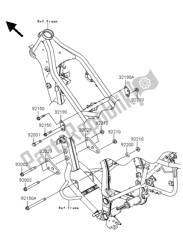 Alle onderdelen voor de Motorsteun van de Kawasaki KLX 250 2010