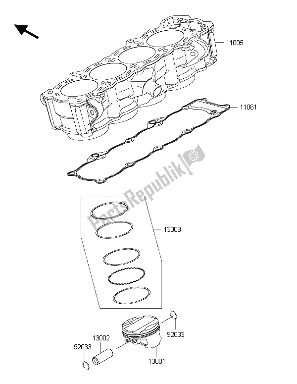 Alle onderdelen voor de Cilinder & Zuiger (s) van de Kawasaki Versys 1000 2015
