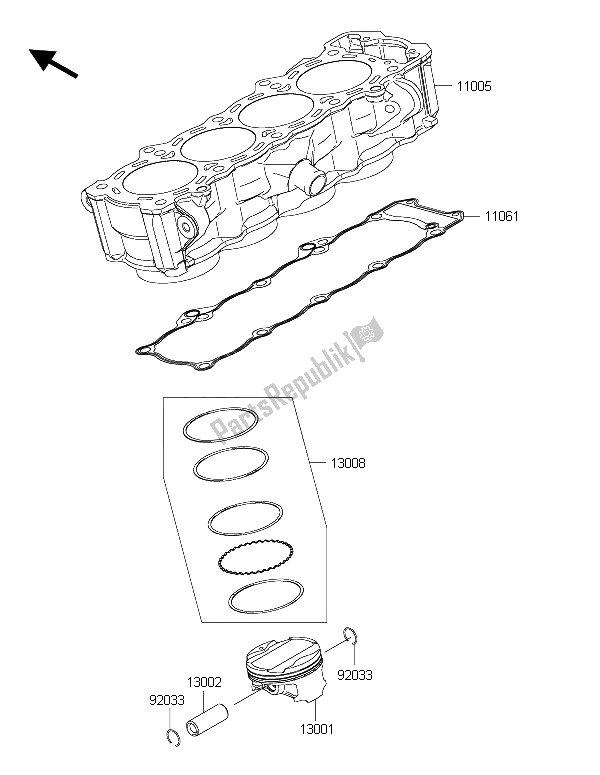 Toutes les pièces pour le Cylindre Et Piston (s) du Kawasaki Versys 1000 2015