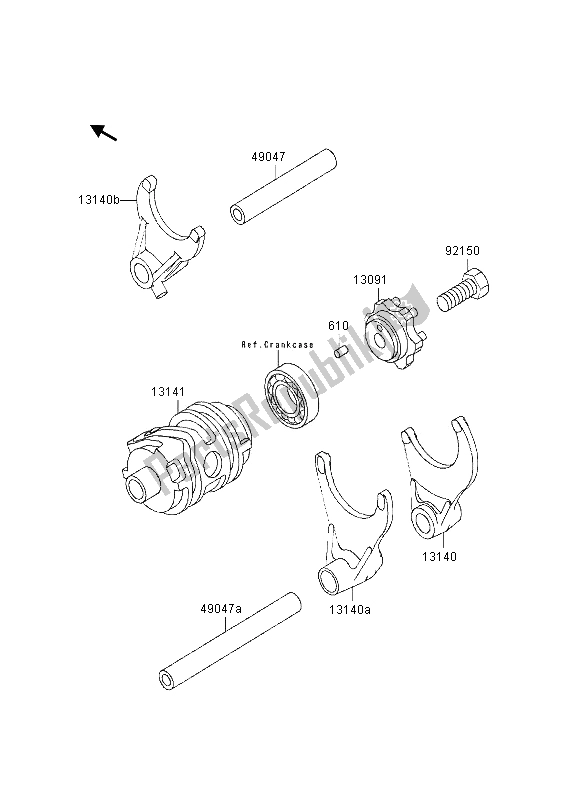 All parts for the Change Drum & Shift Fork of the Kawasaki KX 250 1997