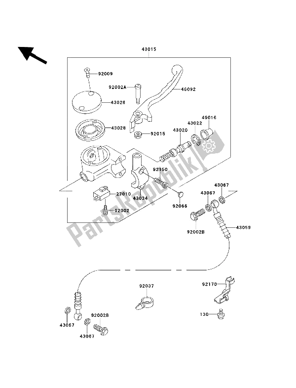 Tutte le parti per il Pompa Freno Anteriore del Kawasaki EN 500 1993