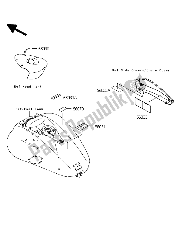 Tutte le parti per il Etichette del Kawasaki VN 2000 2004