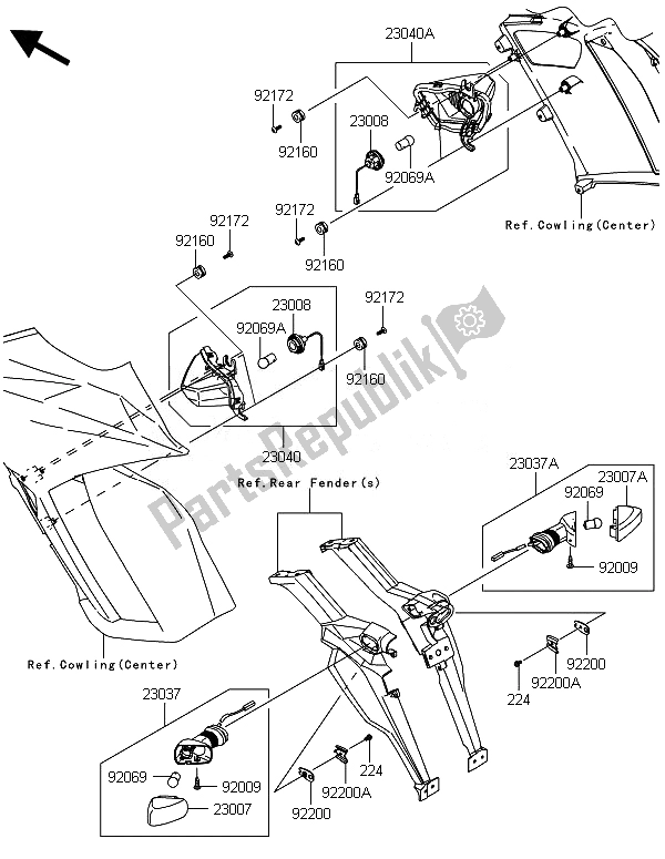 All parts for the Turn Signals of the Kawasaki ZX 1000 SX ABS 2014
